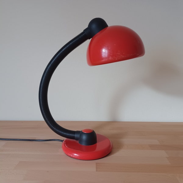 Vintage Hustadt Tischlampe poppig rot 1970-iger Jahre