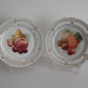 Two breakthrough porcelain plates with fruit still life Schwarzenhammer