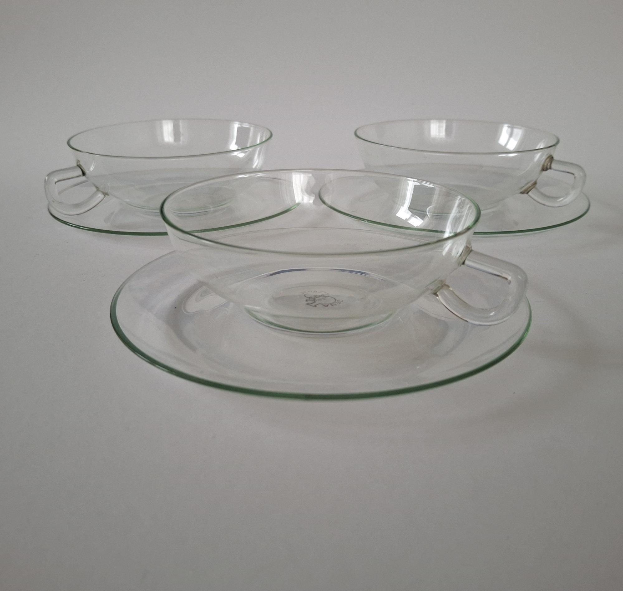 Wilhelm Wagenfeld three place settings tea service 1931 Jenaer Glaswerke Schott & Gen.