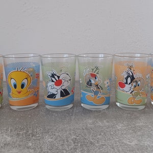 Vintage drinkglazen / limonadeglazen Tweety en Sylvester Warner Bros. Comic jaren '70