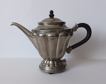 Antique teapot/tea maker metal silver plated wooden handle electrified 1920&#39;s
