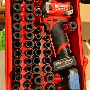 Packout Insert for M12 Stubby 3/8" Impact Wrench + 43-piece Impact Socket Set (SWASH)