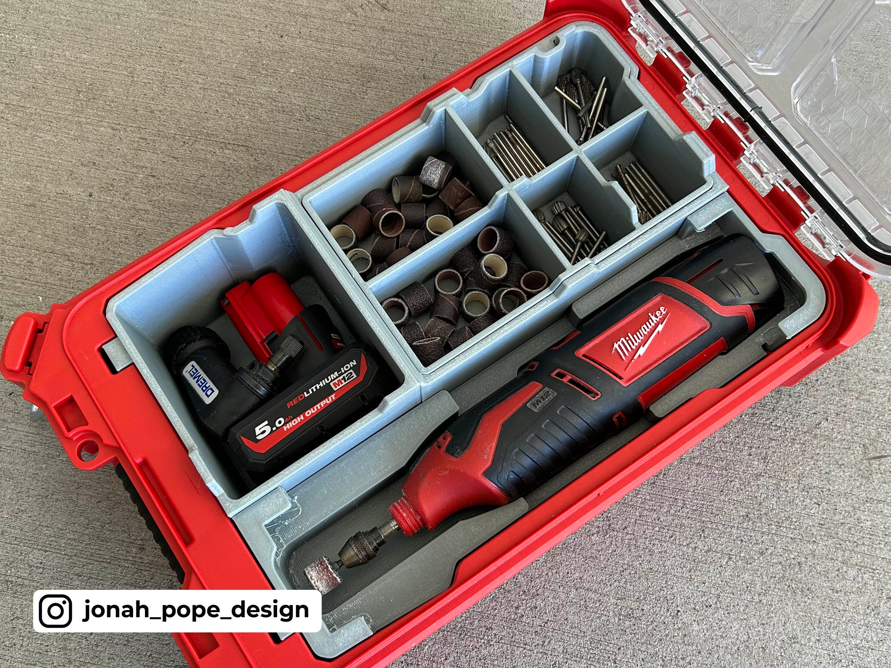 Milwaukee PACKOUT™ Compact Organizer Insert for M12™ Rotary Tool Stackout3d  Jonah Pope 