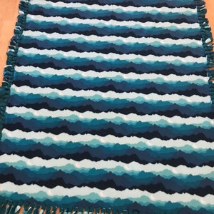 Blue and Teal Mountain Night Scene Fleece Handmade Double Layer Tie Throw