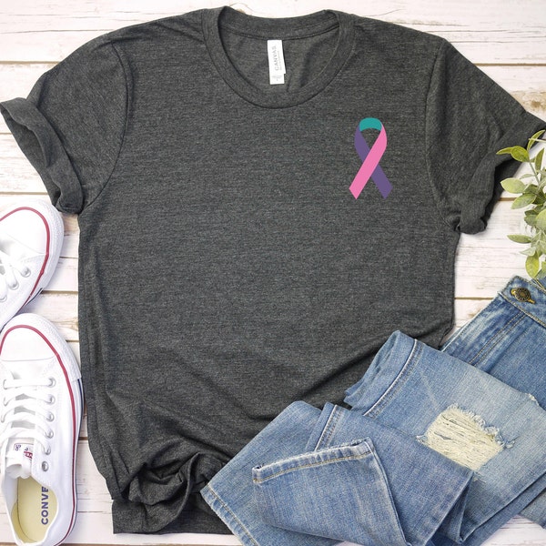 Thyroid Cancer Shirt, Thyroid Cancer Awareness, Ribbon Blue Pink Teal, Thyroid Cancer Survivor, Thyroid Cancer Fighter Shirt, Thyroid Shirt