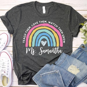 Personalized Teacher Rainbow Shirt,Teacher Shirt,Custom Teacher Gift,Teacher Appreciation Shirt,1st Day of School Shirt,Back To School Shirt