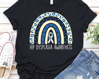 Hip Dysplasia Shirt,Hip Dysplasia Awareness Month Shirt,Floral Beige & Blue Awareness Ribbon shirt,Hip Dysplasia Support Shirt,Chronic Pain