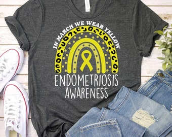 In march We Wear Yellow-Endometriosis Awareness Shirt,Endometriosis Warrior Shirt,Endometriosis Support Shirt,Yellow Ribbon Shirt,Endo Shirt