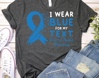 Transverse Myelitis Awareness Shirt,Custom Transverse Myelitis Blue Ribbon Shirt,Transverse Myelitis Warrior Shirt,Spinal Cord Inflammation