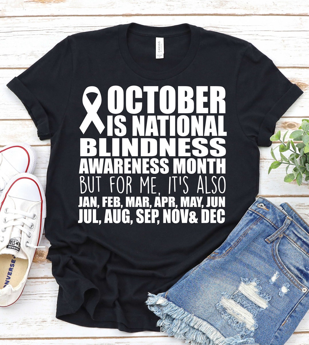 Blindness Awareness Shirt,blindness White Ribbon Gift,visually Impaired ...