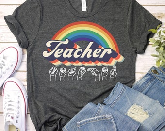 ASL Teacher Shirt, Sign Language Shirt, Vintage Teacher Shirt, American Sign Language Shirt, Gift For ASL Teacher, Back To School Tshirt