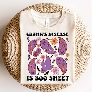 Crohn&#39;s Disease Awareness Shirt,Halloween Crohn&#39;s Disease Shirt,Crohn&#39;s Disease Ghost Shirt, Crohn&#39;s Disease Survivor Shirt,Nurse Halloween