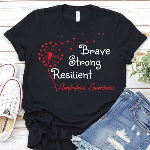 Amyloidosis Awareness Shirt,Amyloidosis Awareness Red Ribbon,Amyloidosis Warrior Shirt,Amyloid Fibrils Shirt,Neuropathic Amyloidosis T-Shirt