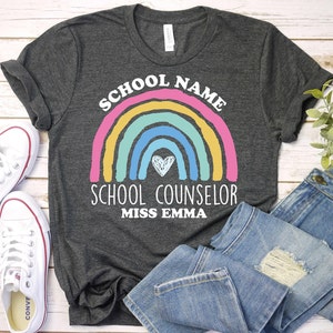 Customized School Counselor Shirt - Back To School Shirt, School Counselor Shirt, Counselor Gift, Counseling Shirt, Counselor Rainbow Shirt