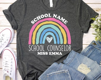 Customized School Counselor Shirt - Back To School Shirt, School Counselor Shirt, Counselor Gift, Counseling Shirt, Counselor Rainbow Shirt