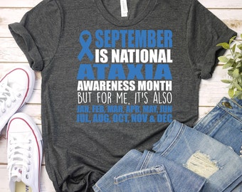 Ataxia Awareness Month Shirt,Ataxia Blue Ribbon Shirt,Ataxia Shirt,Ataxia Awareness Support Shirt,Ataxia Warrior Shirt,Ataxia Fighter Shirt