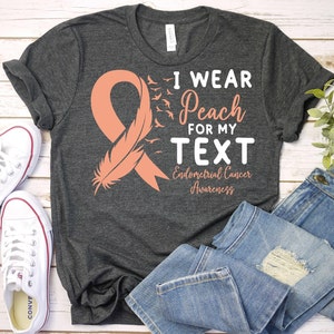 Uterine Cancer Awareness Shirt,Personalized Peach Ribbon Endometrial Cancer Shirt,Custom Uterine Cancer Support Shirt,Endometrial Cancer Tee