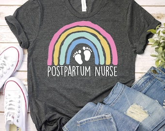 Postpartum Nurse Shirt,Mother Baby Nurse Rainbow Shirt,Maternity Nurse Shirt,Postpartum RN Gift, NICU Nursing Student Shirt,Baby Nurse Shirt