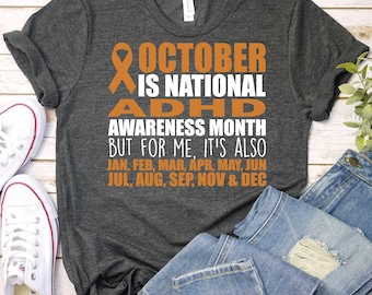 ADHD Awareness Shirt, Adhd Warrior,Mental Health Shirt,Neurodiversity Shirt,Hyperactivity Disorder Shirt,ADHD Orange Ribbon Shirt,ADHD Shirt