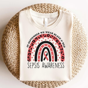 Sepsis Awareness Shirt,Sepsis Black Red Ribbon Shirt,Sepsis Fighter Shirt,Blood Poisoning Septicemia Sepsis Shirt,Sepsis Support Warrior Tee