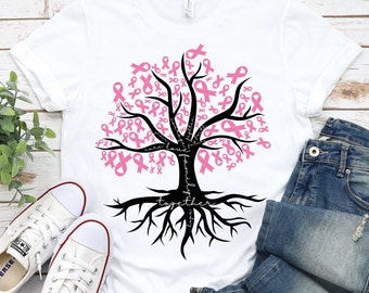 Breast Cancer Awareness Shirt,Pink Ribbon Tree Shirt,Breast Cancer Survivor Shirt,Pink Ribbon, Breast Cancer Support Team Shirt,Motivational