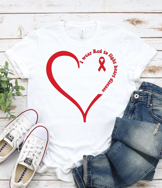I Wear Red-To Fight Heart Disease Red Ribon T-Shirt I Wear Red-To Fight Heart Disease Red Ribon T-Shirt