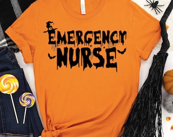 Emergency Nurse Halloween Shirt,Emergency Nurse Shirt,Registered Emergency Nurse,Halloween Nursing Shirt,Halloween Shirt,School Nurse Shirt