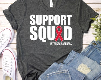 Support Squad - Stroke Awareness Month Shirt, Red Ribbon Shirt, Neuro Nurse Shirt, Stroke Survivor, Stroke Warrior Shirt, Neuro ICU Shirt