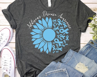 Addison's Disease Awareness T-Shirt, Sunflower Ribbon Design