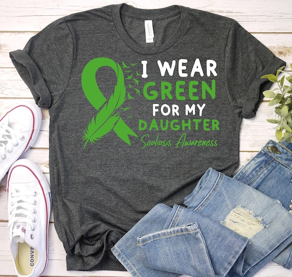 Scoliosis Tshirt Awareness Month T-Shirt Green Ribbon Gift Scoliosis Tshirt Awareness Month T-Shirt Green Ribbon Gift