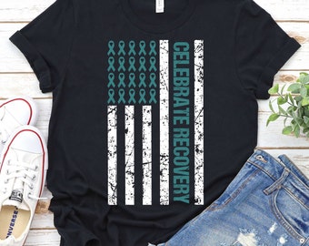 Celebrate Recovery USA Flag - Sobriety Shirt, Recovery Shirt,Funny Sobriety Anniversary, Sober Life Gift,Narcotic Rehab Gift,Sobriety TShirt
