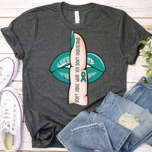 Ovarian Cancer Shirt, Teal Ribbon Shirt,Ovarian Cancer Gift, Ovarian Cancer Warrior Shirt,Ovarian Cancer Survivor,Ovarian Cancer Support Tee
