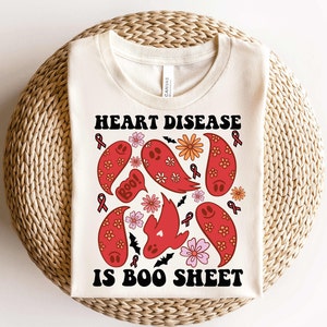 Heart Disease Awareness Shirt,Heart Disease Halloween Shirt,Heart Disease Ghost Shirt,Heart Attack Survivor Shirt,Heart Disease Support Gift