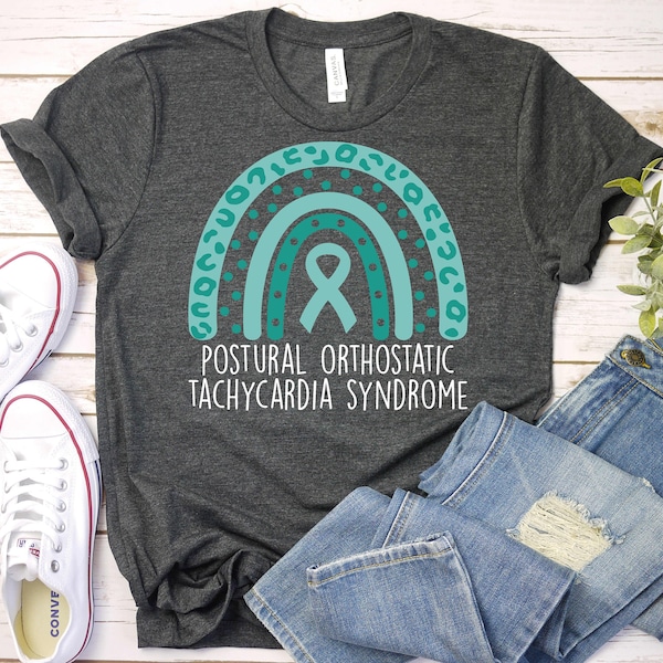 POTS Rainbow Shirt, Postural Orthostatic Tachycardia Syndrome Shirt, Teal Ribbon Shirt,POTS Awareness Shirt, Chronic Illness Awareness Shirt