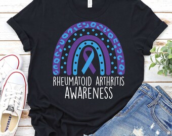Rheumatoid Arthritis Awareness Shirt, Rheumatoid Arthritis Support Shirt, Blue and Purple Ribbon Shirt,Rheumatoid Arthritis Survivor Shirt