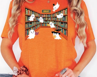 Ghost Reading Shirt, Book Lover,Teacher Halloween Shirt,Bookish Shirt,Halloween Library Shirt,Halloween School Shirt,Reading Halloween Shirt