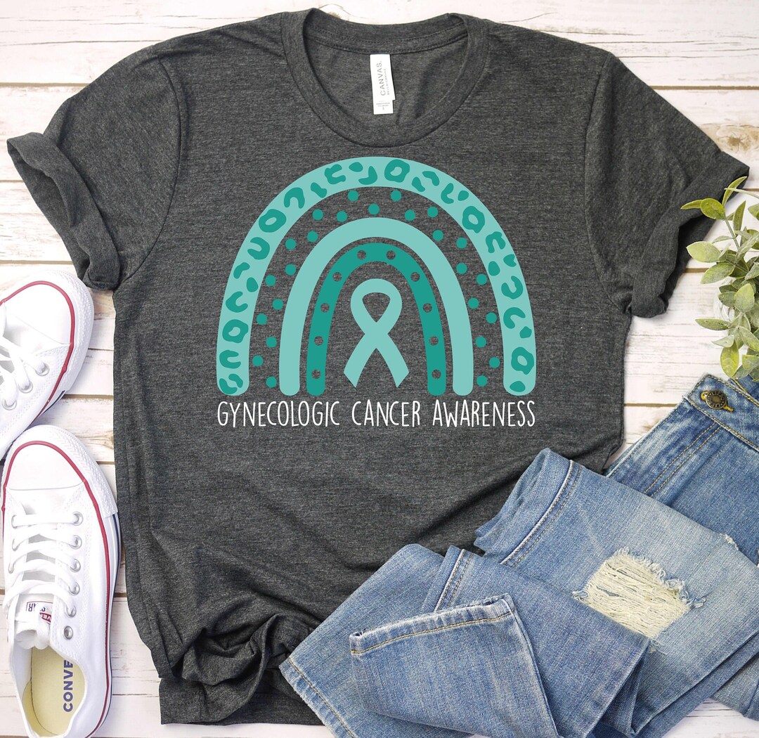 Gynecologic Cancer Awareness Shirt,cancer Teal Ribbon Shirt,ovarian ...