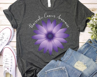 Pancreatic Cancer Awareness Shirt, Pancreatic Cancer Shirt, Cancer Support Shirt,Team Cancer Shirt, Pancreatic Cancer Support, Purple Flower