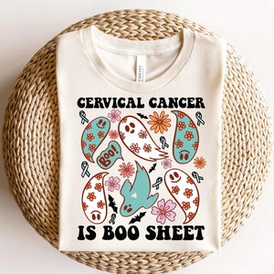 Cervical Cancer Awareness Shirt,Cervical Cancer Halloween Shirt,Cervical Cancer Ghost Shirt,Nurse Halloween Shirt,Cervical Cancer Survivor
