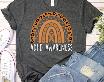 ADHD Awareness Shirt, Adhd Warrior Shirt,Mental Health Shirt,Neurodiversity Shirt,Learning disabilities Shirt,ADHD Orange Ribbon,ADHD Shirt