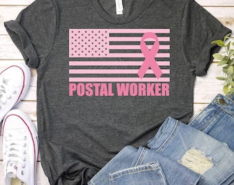Postal Worker Breast Cancer Awareness Shirt,Breast Cancer Shirt,Breast Cancer Survivor Shirt,Pink Ribbon Shirt,Breast Cancer Support T-Shirt