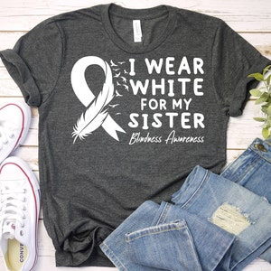 Blindness Awareness Shirt, Blindness White Ribbon T-Shirt, Braille Language Shirt,Blindness Support Sister Shirt,Blindness Survivor T-Shirt