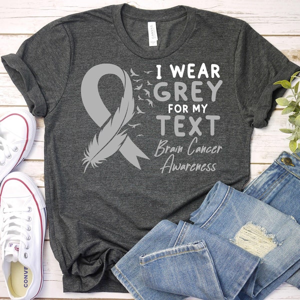 Brain Cancer Shirt,Custom Brain Tumor Awareness Shirt,Personalized  Brain Cancer Support Shirt,Brain Cancer Survivor Shirt,Gray Ribbon Shirt