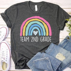 Second Grade Teacher Shirt, Rainbow Team Shirt