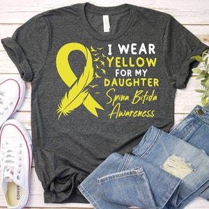 I Wear Yellow For My Daughter-Spina Bifida Awareness Shirt,Spina Bifida Mom Shirt,Spina Bifida Support,Yellow Ribbon Spina Bifida Awareness