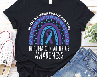 Rheumatoid Arthritis Awareness Shirt,Rheumatoid Arthritis Shirt,Blue Purple Ribbon Shirt,Rheumatoid Arthritis Survivor Gift,RA Awareness Tee