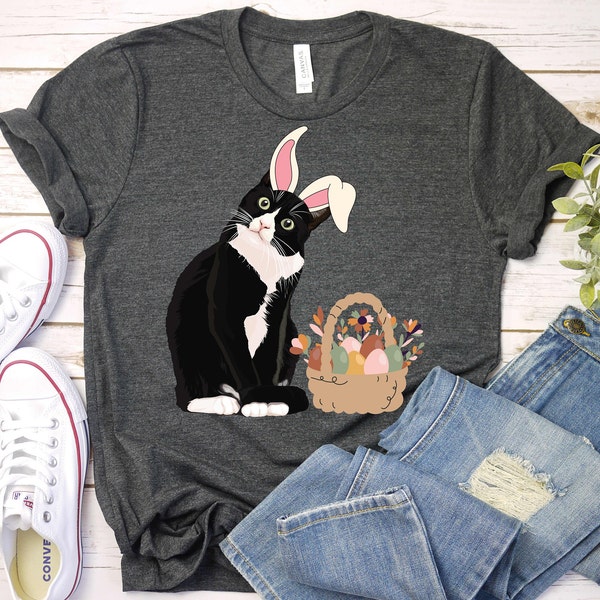 Funny Bunny Cat Mom Shirt,Cat Dad Bunny Shirt,Matching Family Easter Outfit,Easter Rabbit Cat Lover Shirt,Egg Bunny Cat Gifts,Easter Day Tee