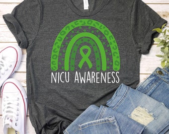 NICU Awareness Shirt,NICU Nurse Green Ribbon Shirt,NICU Nursing Shirt,Neonatal Intensive Care Unit Awareness Shirt,Nicu Emergency Nurse Gift