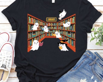 Ghost Reading Shirt, Book Lover,Teacher Halloween Shirt,Bookish Shirt,Halloween Library Shirt,Halloween School Party,Halloween Reading Shirt