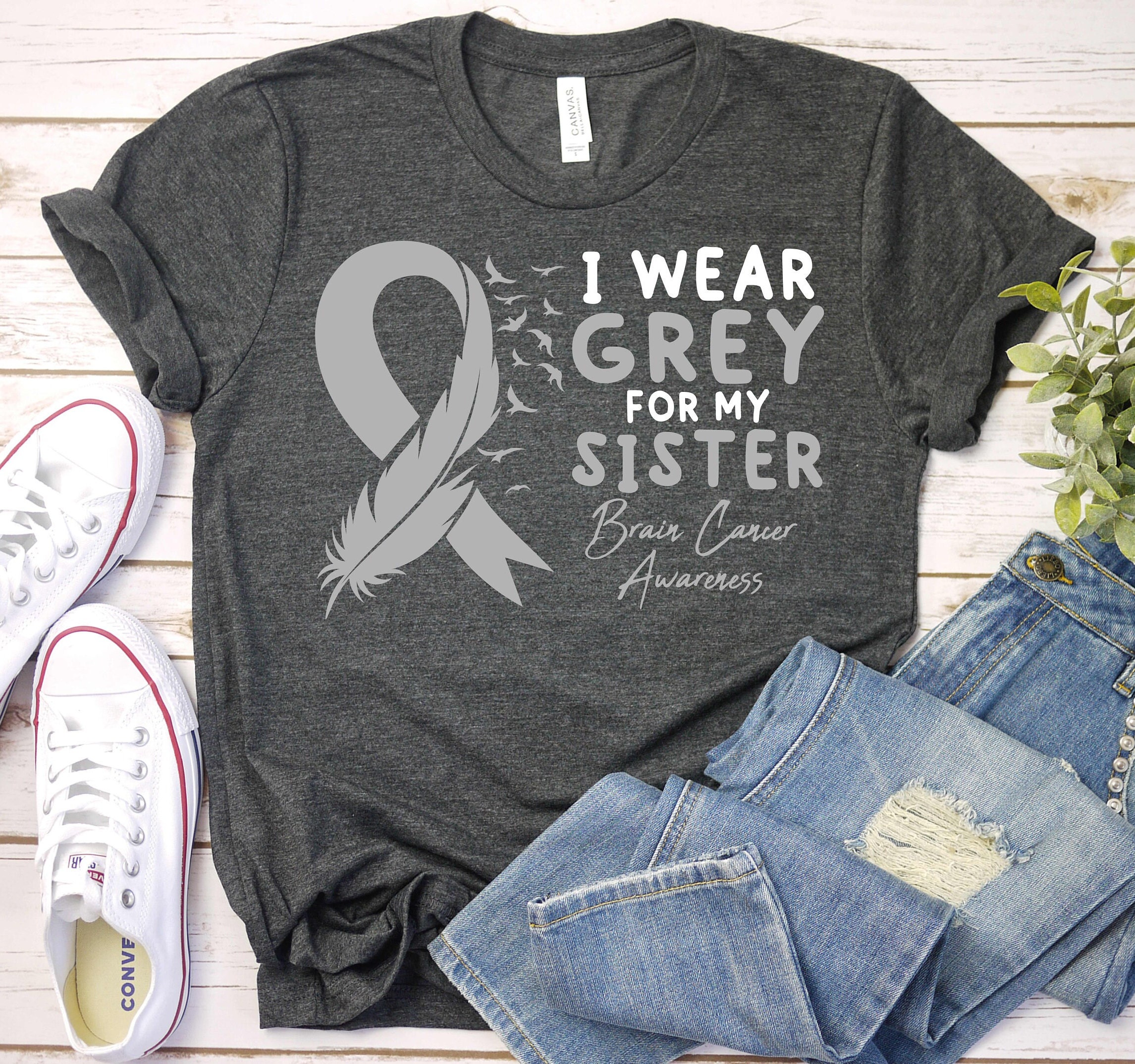 I Wear Grey For My Sister Brain Cancer Awareness T Shirt I Wear Grey For My Sister Brain Cancer Awareness T Shirt